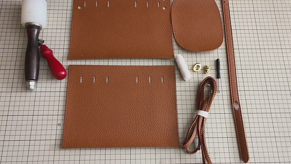 DIY PU Leather Handbag Kit for Beginners – Handmade Crossbody Shoulder Tote Bag Sewing Craft Set with Video Tutorial