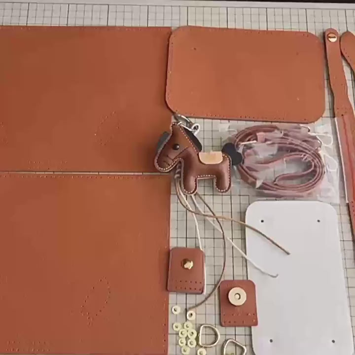 DIY Horse Handbag Kit for Beginners | PU Leather Tote Bag Sewing Craft Kit with Video Tutorial | Handmade Crossbody & Shoulder Bag DIY Set