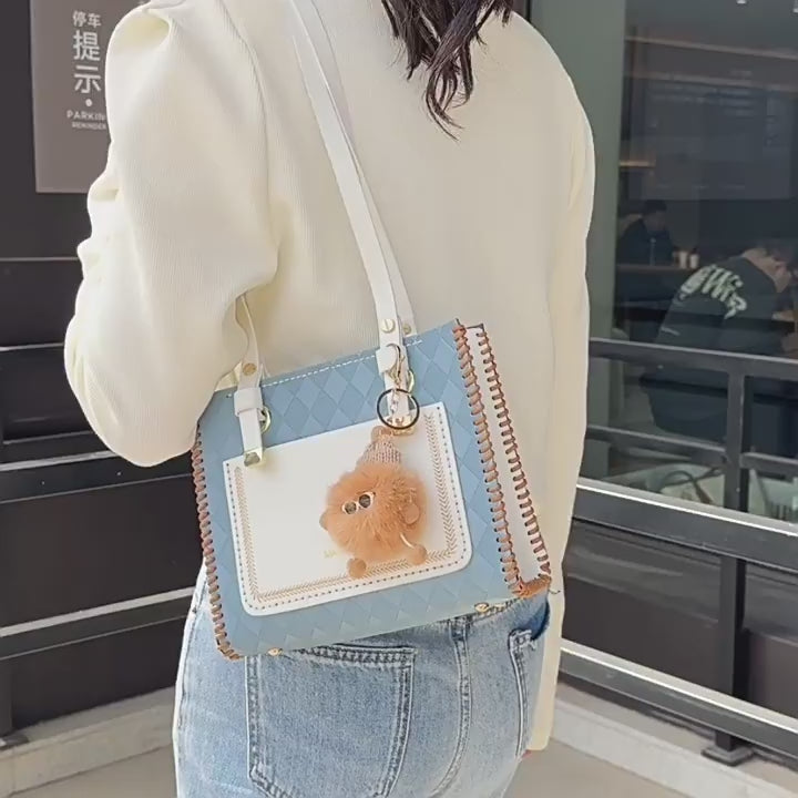 DIY PU Leather Handbag Kit for Beginners – Handmade Tote Bag Sewing Kit with Video Tutorial, Shoulder Purse Craft Gift