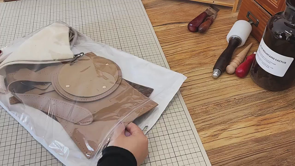DIY PU Leather Bucket Bag Kit for Beginners – Handmade Shoulder & Crossbody Bag Craft Kit with Pre-Cut Materials and Video Tutorial