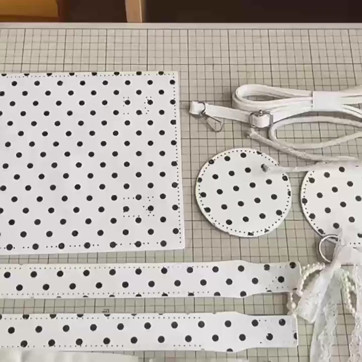 DIY Polka Dot PU Leather Handbag Kit | Beginner-Friendly Mini Tote & Crossbody Purse Craft Set with Video Tutorial