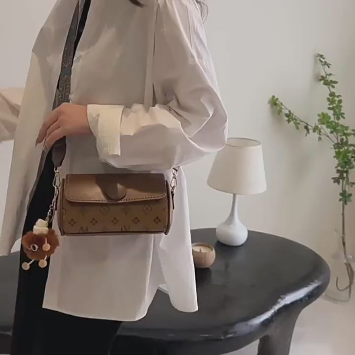 DIY PU Leather Crossbody Bag Kit for Beginners – Pre-Cut Shoulder Purse Sewing Craft Kit with Video Tutorial, Handmade Gift Bag