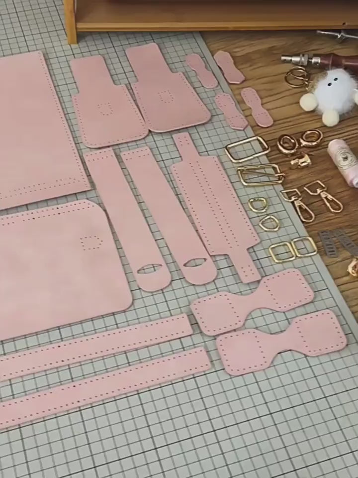 DIY Mini PU Leather Tote Bag Kit for Beginners | Handmade Crossbody Shoulder Purse Sewing Kit with Video Tutorial