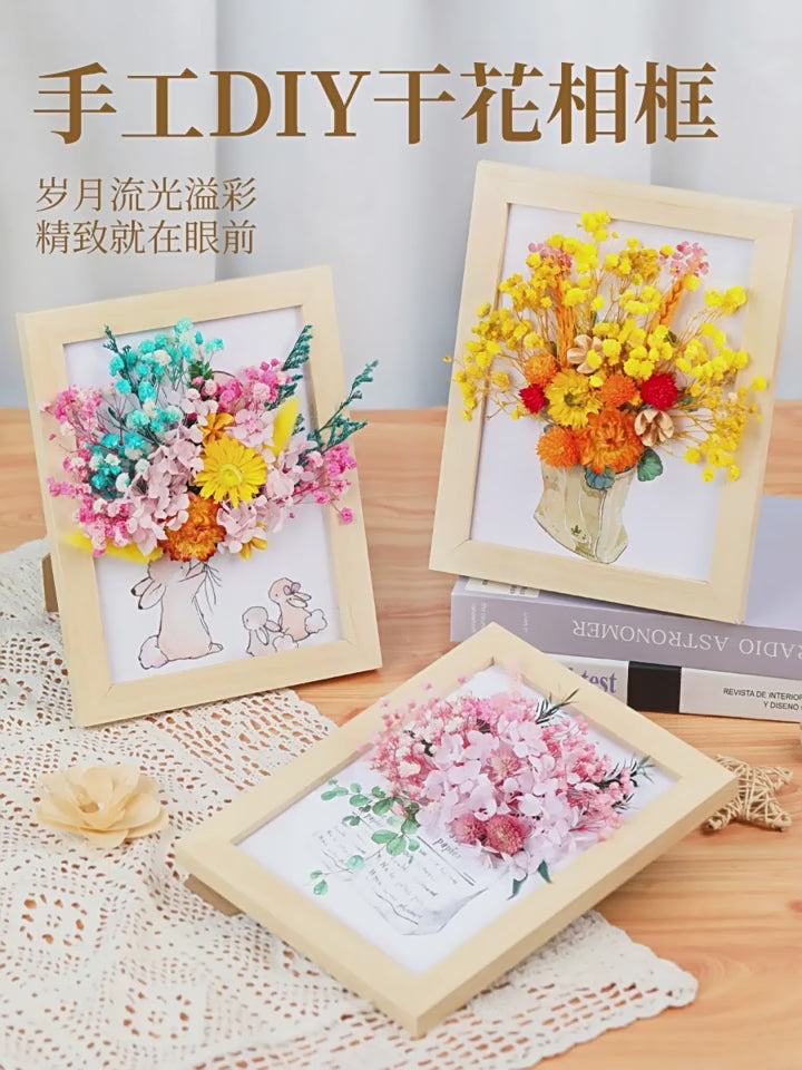 DIY Dried Flower Photo Frame Kit | Natural Preserved Flower Craft Set with Wooden Frame | Handmade Home Decor & Gift for Mother’s Day