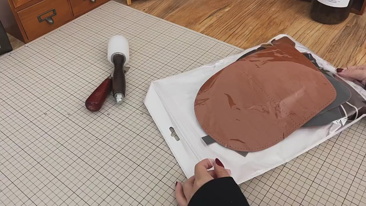 DIY PU Leather Shoulder Bag Kit for Beginners – Pre-Cut & Pre-Punched Crossbody Purse with Video Tutorial