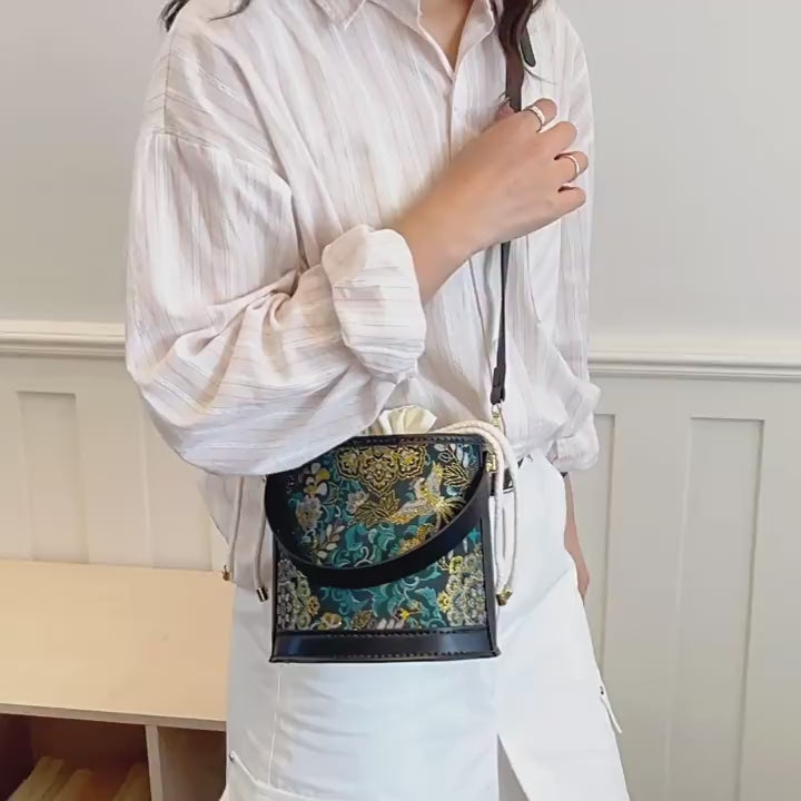 DIY Color Block PU Leather Shoulder Bag Kit | Vintage Crossbody Handbag Craft Set for Beginners with Video Tutorial