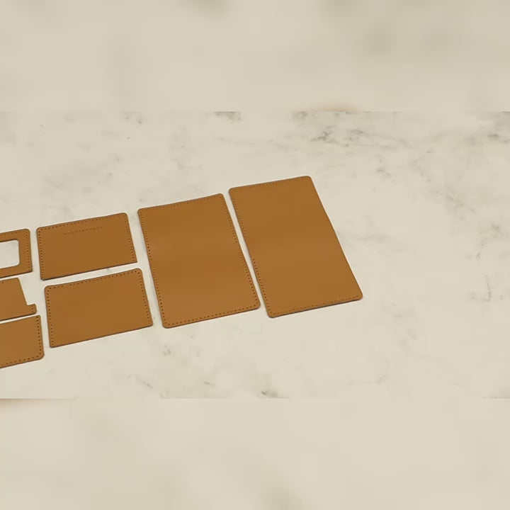 DIY Genuine Leather Vertical Bifold Wallet Kit for Beginners – Handmade Cowhide Wallet with Pre-Cut Pieces & Video Tutorial