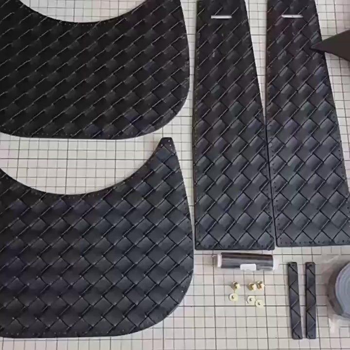 DIY PU Leather Tote Bag Kit for Beginners – Handmade Shoulder Handbag Sewing Kit with Video Tutorial & Complete Materials