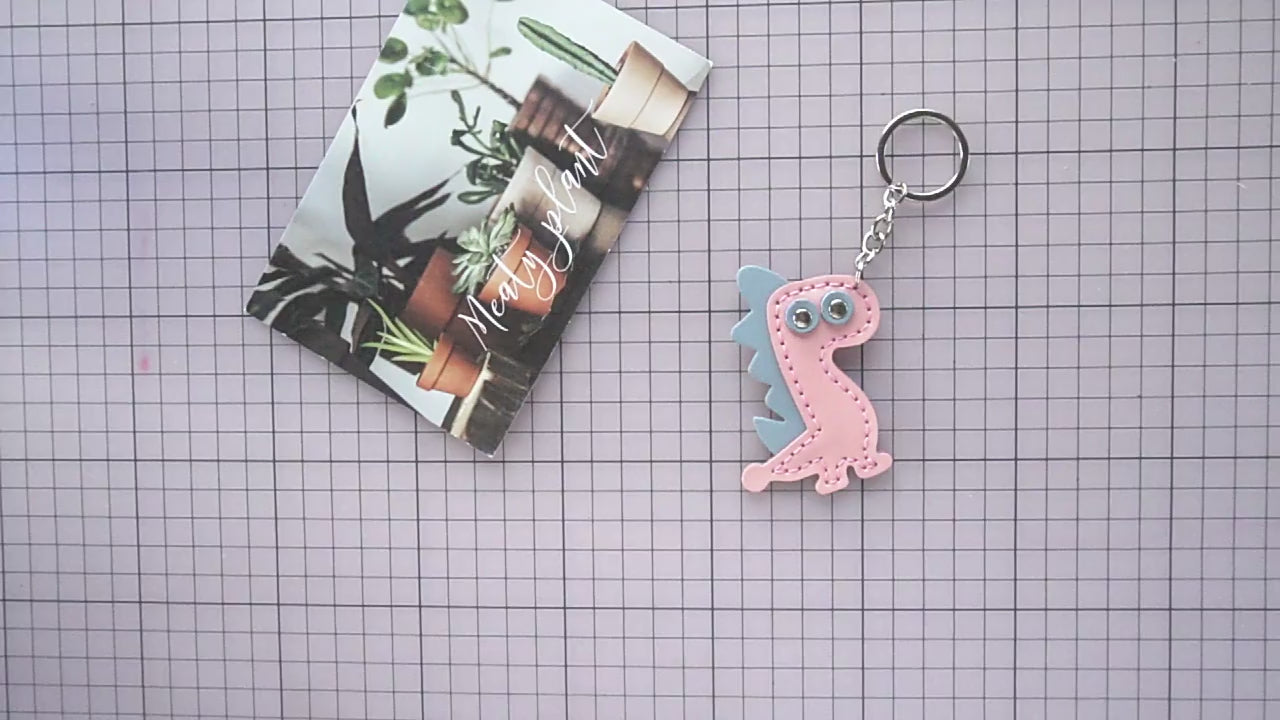 DIY Leather Dinosaur Keychain Kit – Handmade Cute Dino Charm Craft Set for Beginners