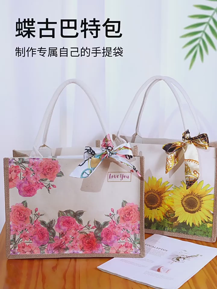 DIY Canvas Tote Bag Decorating Kit with Printed Scarf | Handmade Craft Gift Set for Adults & Kids | Personalized Tote Bag DIY Kit