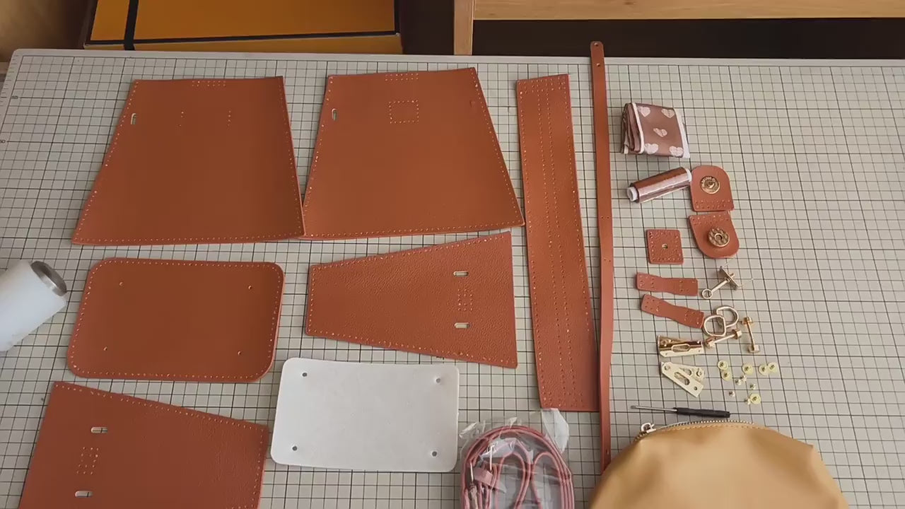 DIY Woven Bucket Bag Kit – Handmade PU Crossbody Shoulder Bag Craft Set for Beginners with Video Tutorial