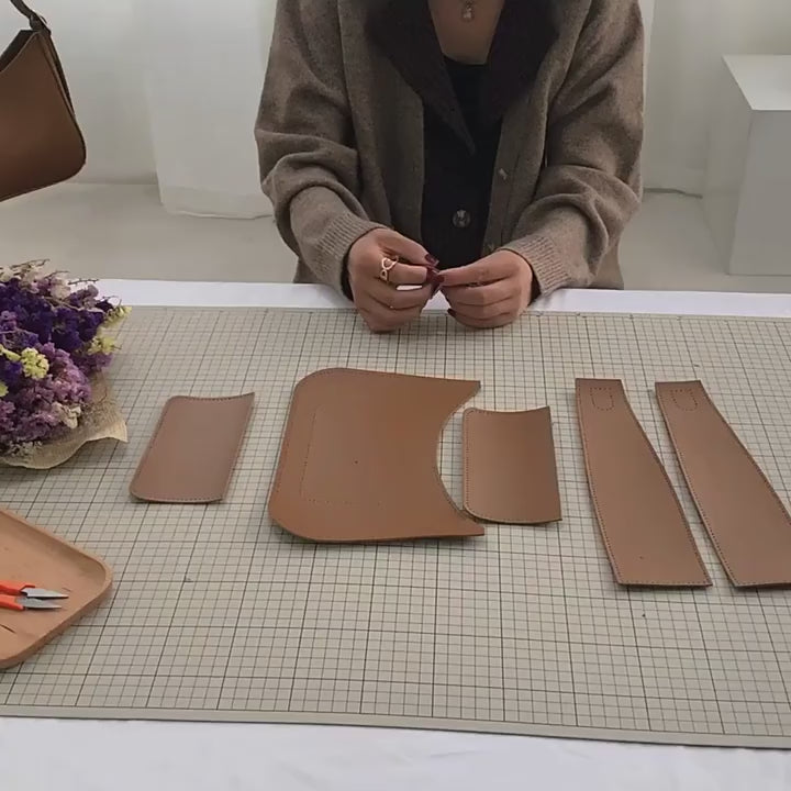 DIY PU Leather Tote Bag Kit for Beginners | Handmade Shoulder Handbag Sewing Craft Set with Video Tutorial | Large Capacity DIY Purse