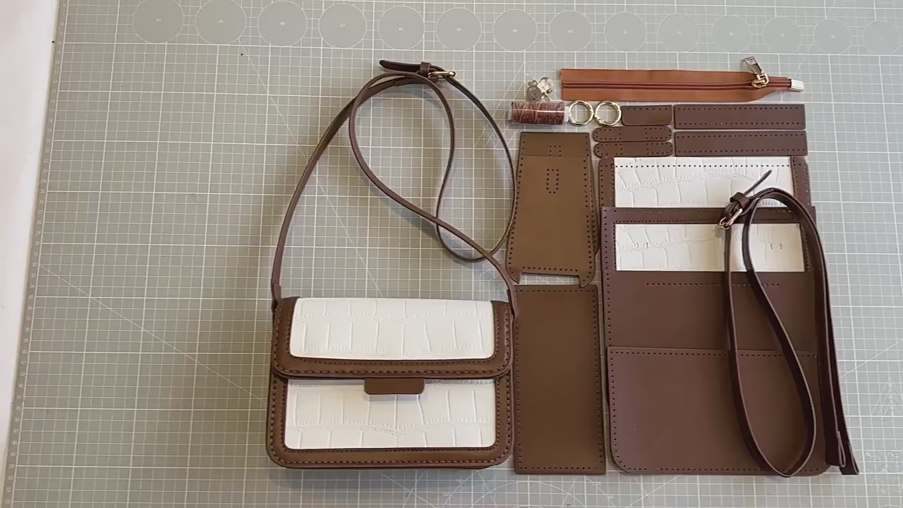 DIY PU Leather Handbag Kit – Beginner-Friendly Lightweight Handmade Tote Bag Craft Set with Video Tutorial (Crossbody / Shoulder / Hand Carry)