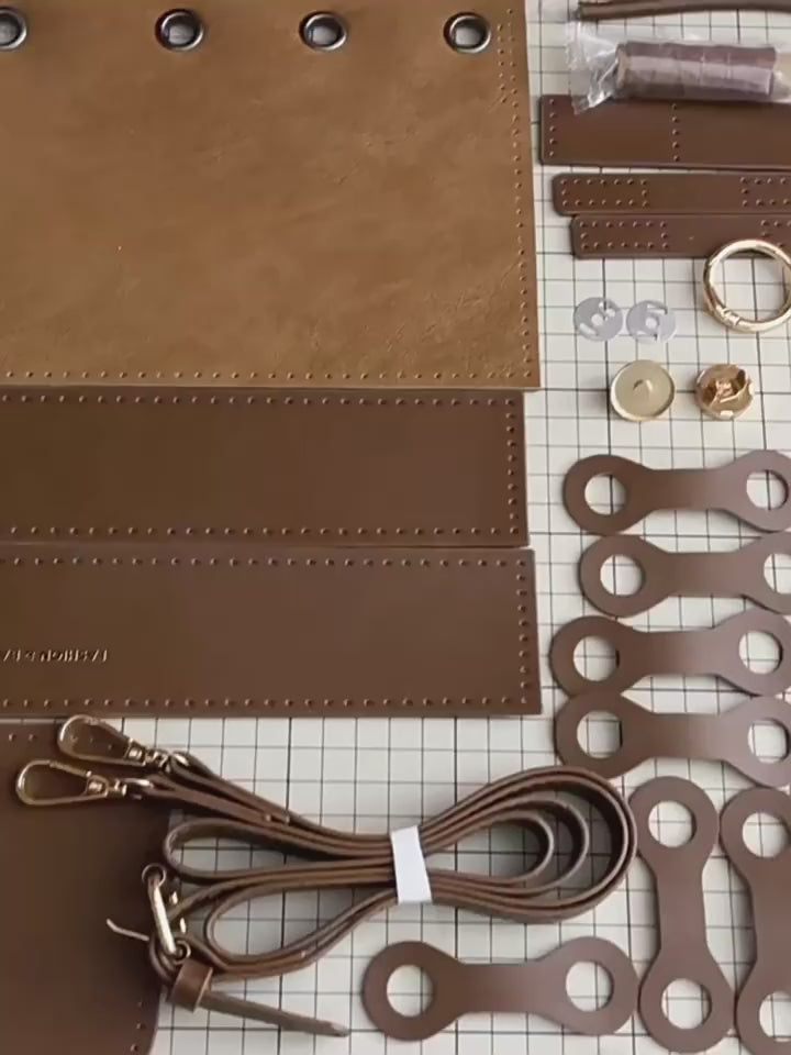 DIY PU Leather Tote Bag Kit for Beginners – Handmade Crossbody Handbag Sewing Kit with Pre-Cut Materials & Video Tutorial