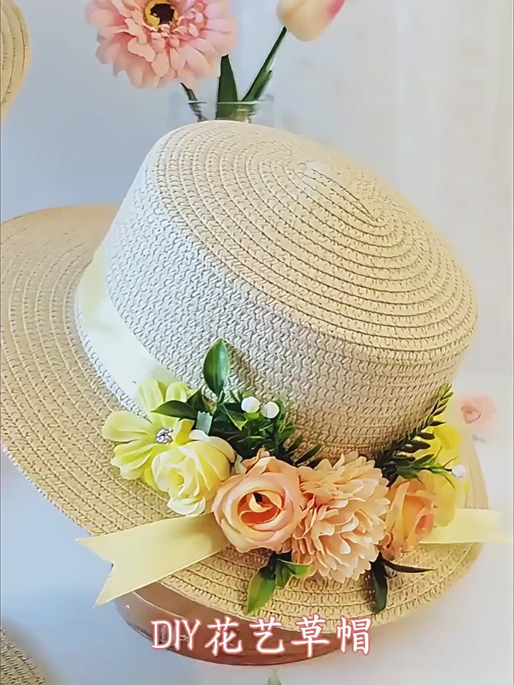 DIY Floral Straw Woven Bag Kit | Handmade Flower Weaving Tote Craft Set with Artificial Flowers | Spring & Summer Travel Fashion Bag Gift